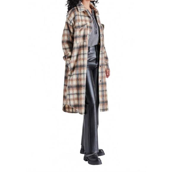 NEW STEVE MADDEN chloe shirt jacket in cream multi - Picture 3 of 4